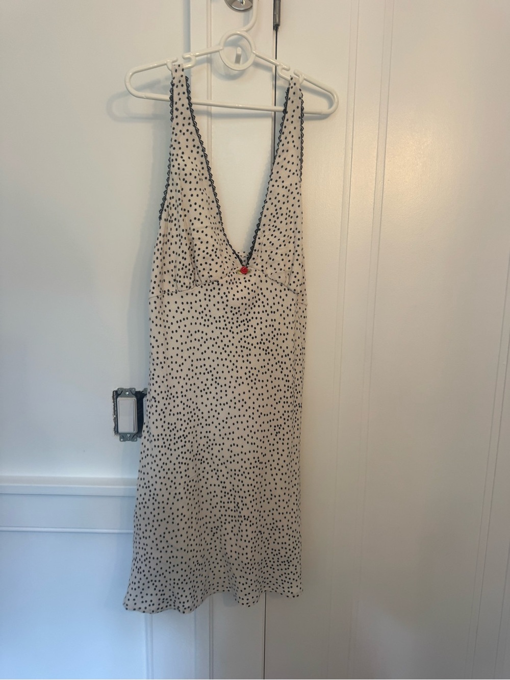 White Polka Dot V-Neck Slip Dress